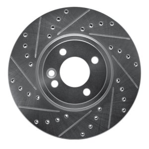 Mini Cooper Brake Rotor (1) - Front Left - R1 Concepts - Drilled & Slotted - Silver - `02-`06